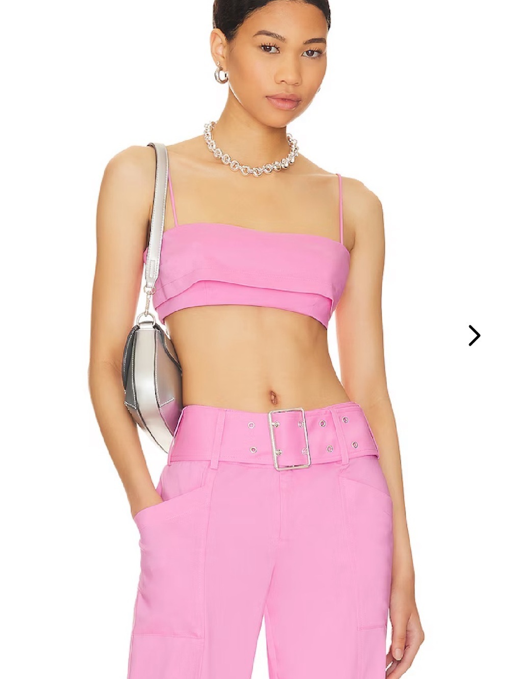 NWT Lovers + Friends Pink LORELEI TOP Cropped Bandeau Cami Spaghetti Straps M